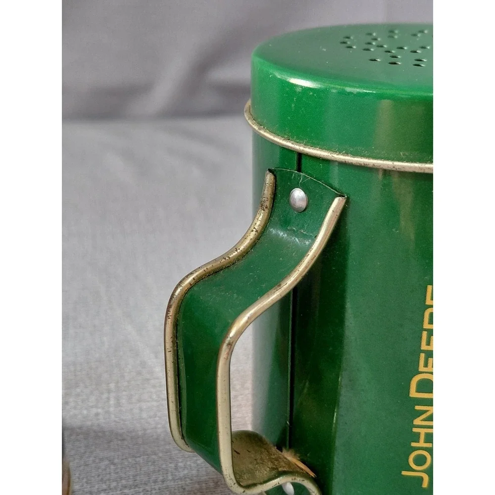 Vtg John Deere Tin Metal Salt & Pepper Shakers Collectible Pint Sized Shadow